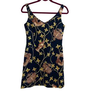 Escada By Margaretha Vintage 90s Womens Dress Size 34 Black African Mask Print